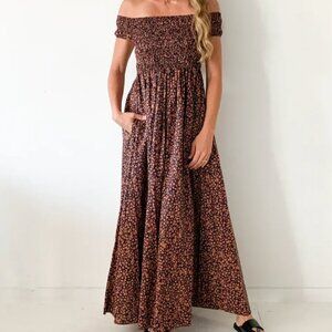 Matteau Shirred Off-Shoulder Maxi Dress